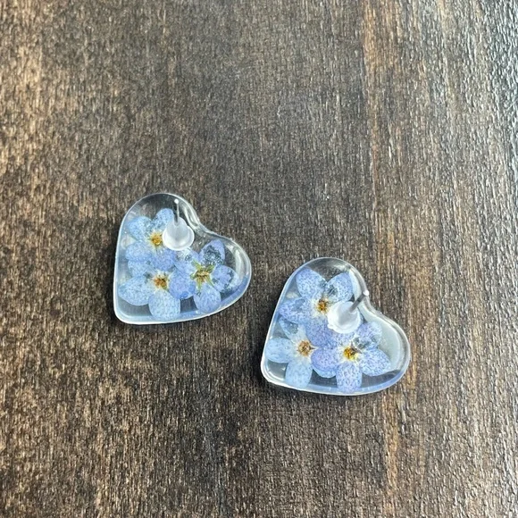 Blue Flowers Earrings - Picture 2 of 3